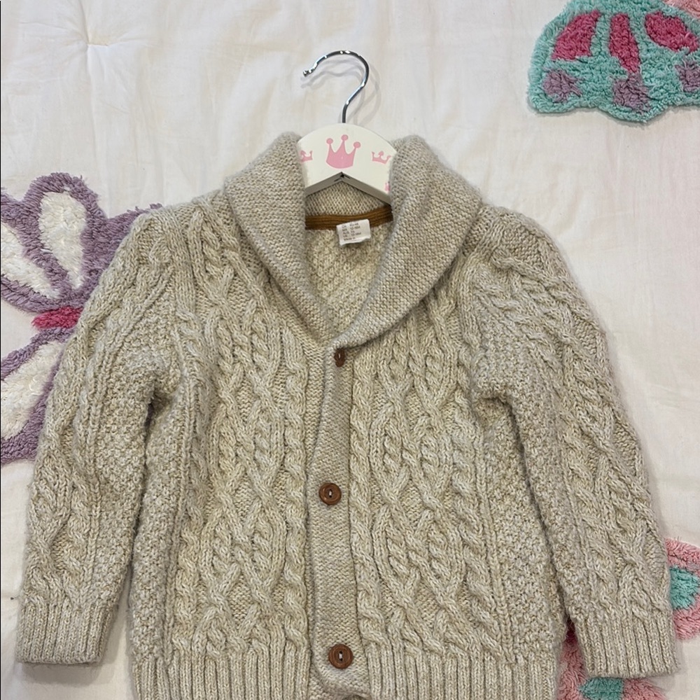 Cozy Cream Cable Knit Kids Cardigan